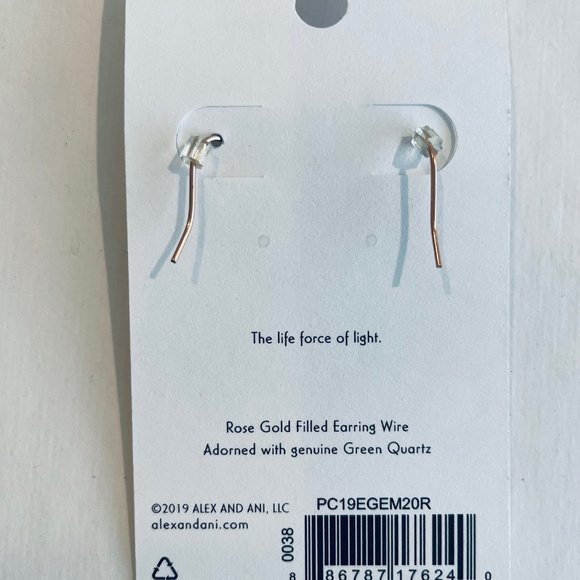 Alex and Ani Green Quartz Earrings rose gold, drop,dangle - Picture 9 of 12